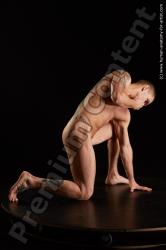 Nude Man White Kneeling poses - ALL Muscular Short Kneeling poses - on both knees Black Standard Photoshoot Realistic